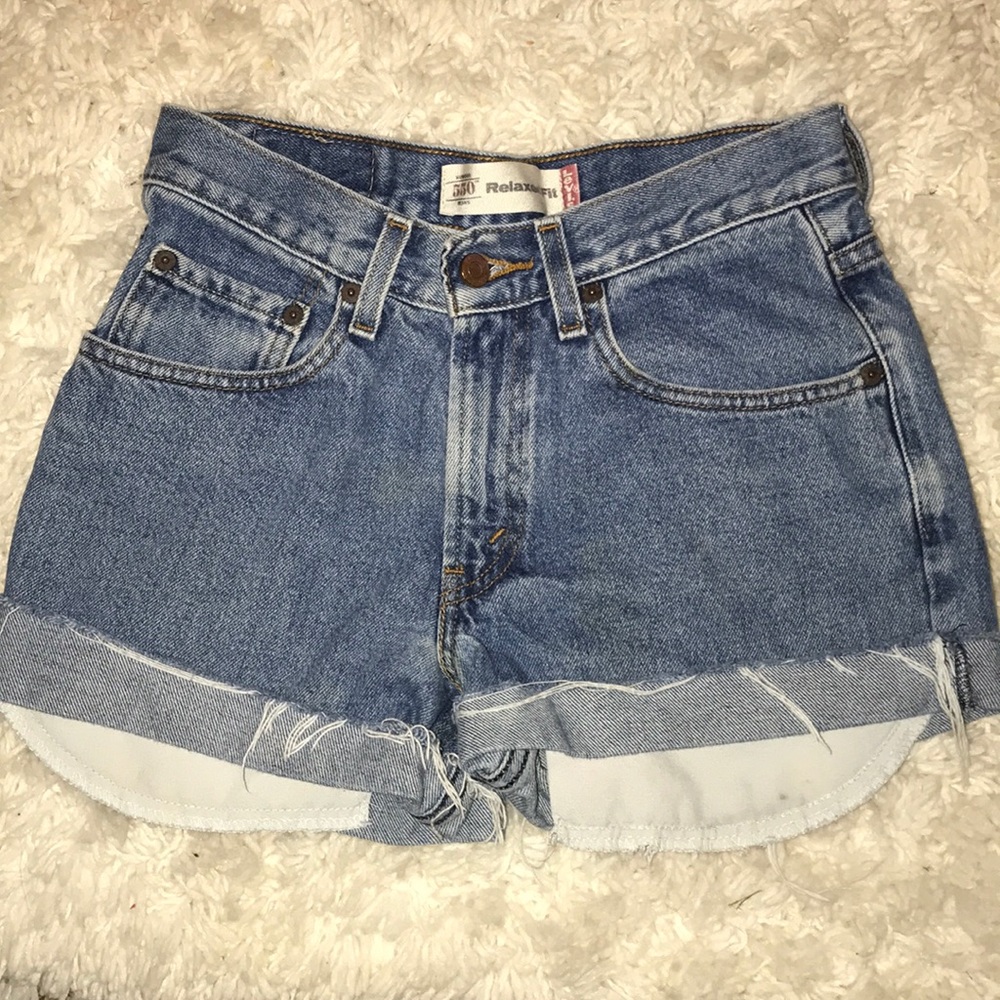 Levi denim shorts. High waisted